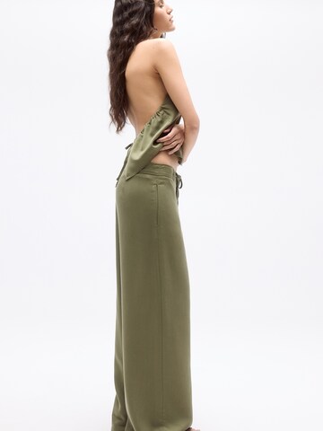 Wide leg Pantaloni de la Pull&Bear pe verde