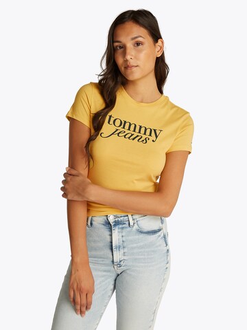 Tommy Jeans Tričko 'ESSENTIAL' – žlutá: přední strana