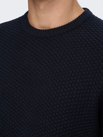 Only & Sons Sweater 'Tuck' in Blue