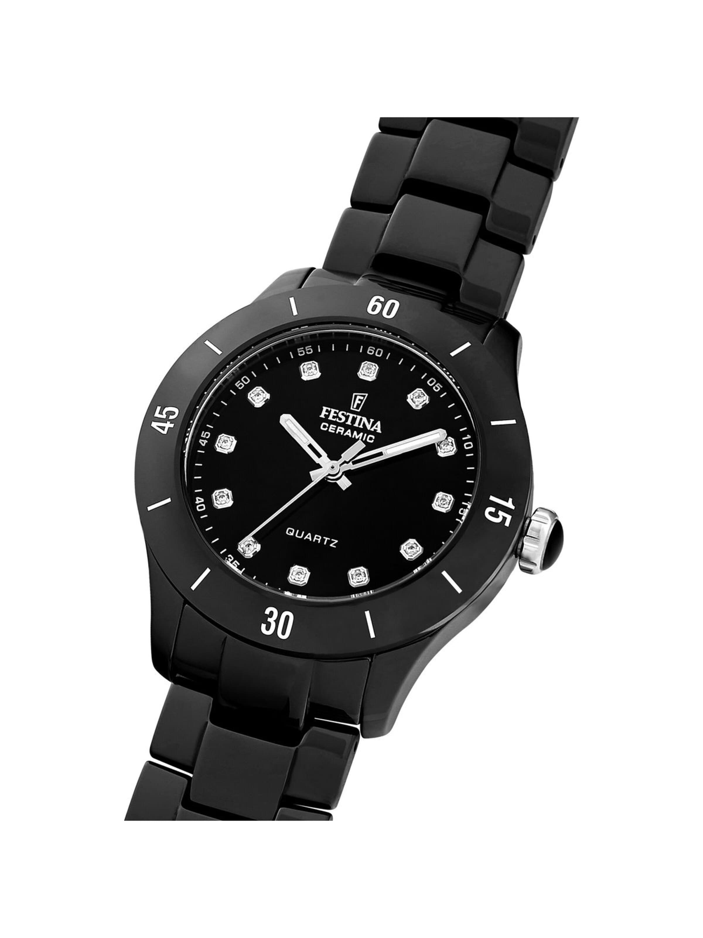 FESTINA Analoguhr 'Ceramic'‌‌‌‌‌‌‌‌ in Schwarz
