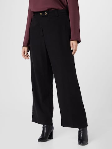 Wide leg Pantaloni de la ONLY Carmakoma pe negru: față