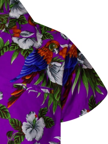 King Kameha Regular fit Button Up Shirt 'Cherryparrot' in Purple