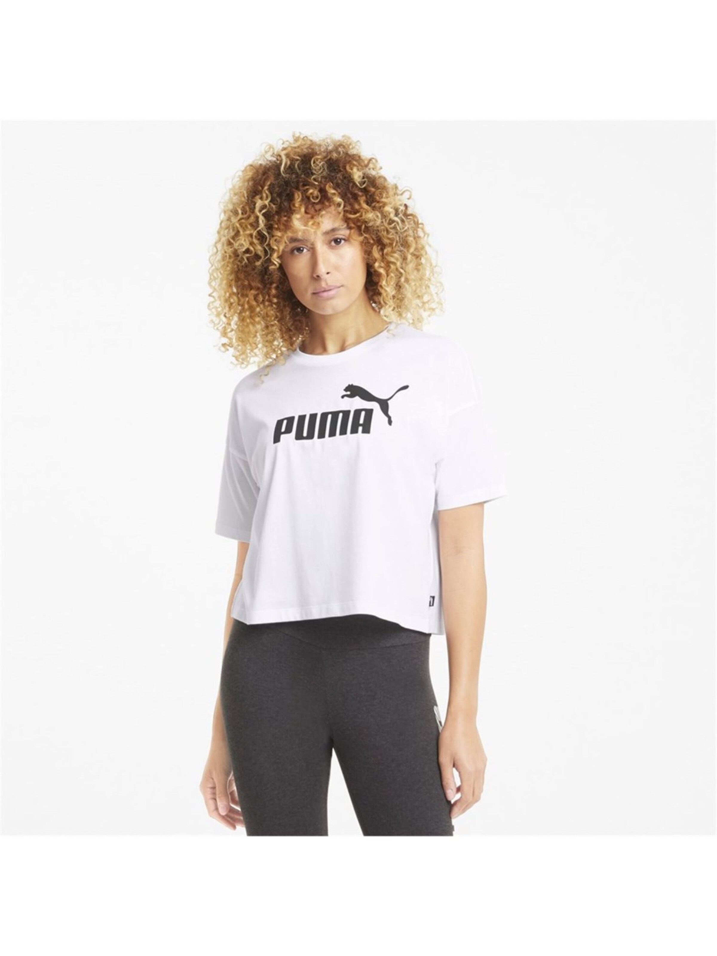PUMA Shirt 'Ess Cropped Logo' in White