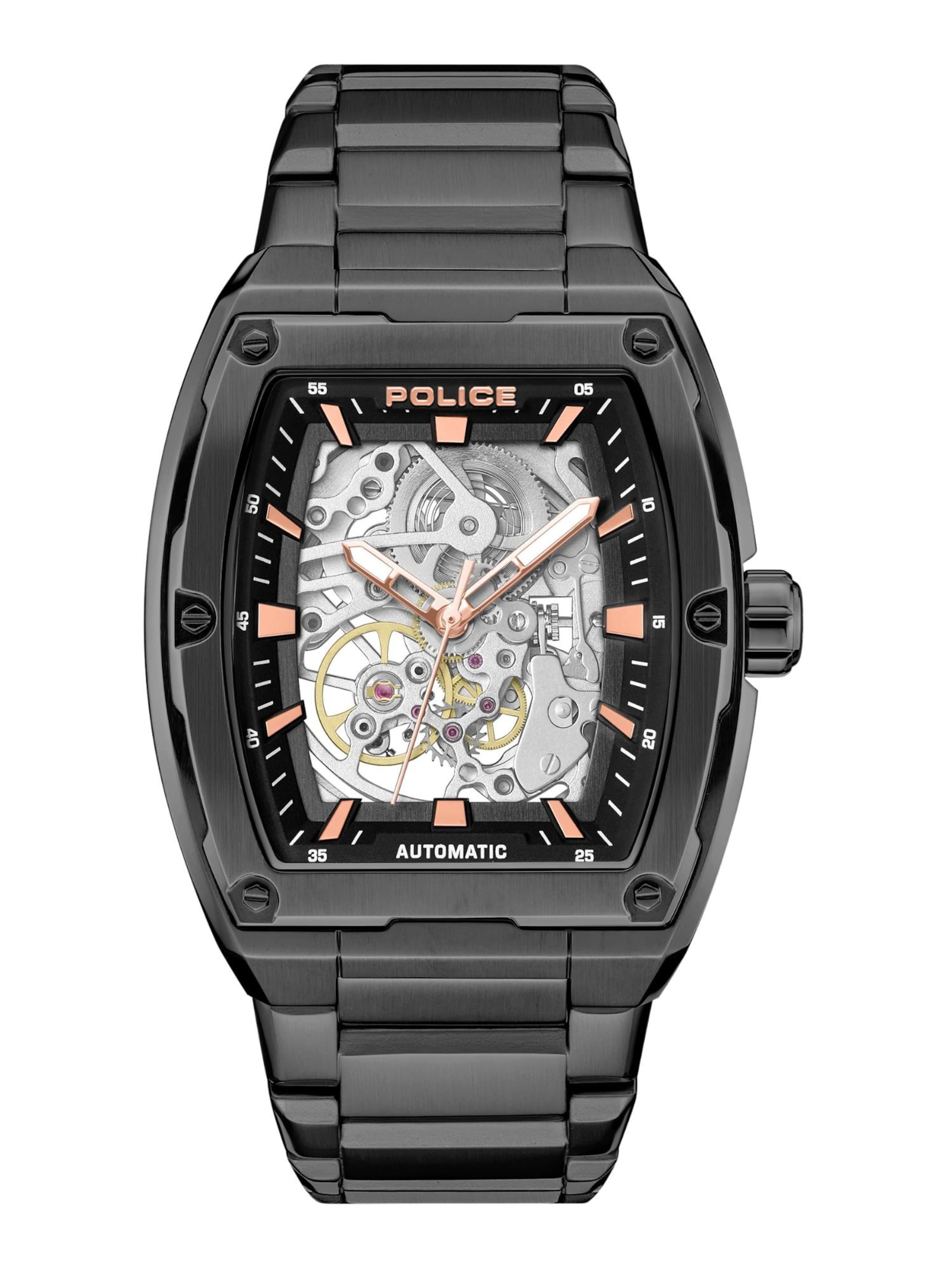 POLICE Analoguhr 'Skeletor' in Schwarz: Vorderseite