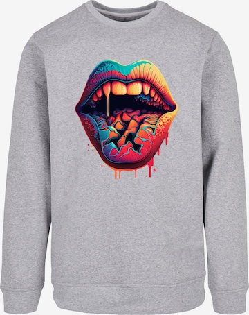 F4NT4STIC Sweatshirt 'Drooling Lips' in Grey: front