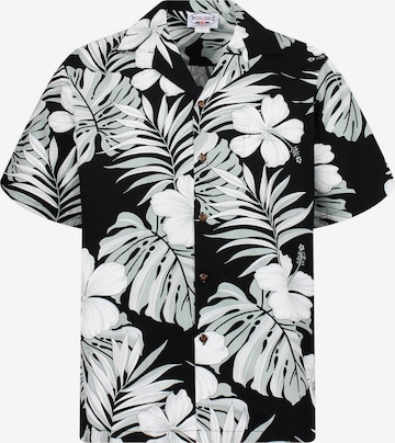 Pacific Legend Hemd 'Palmenblätter' in Schwarz: Vorderseite