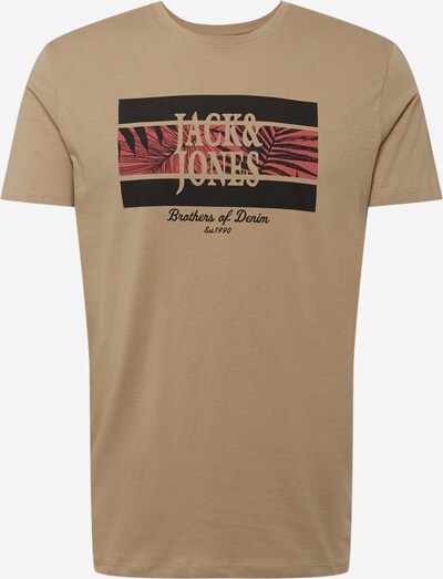 JACK & JONES Shirt 'Booster' in de kleur Lichtbeige / Zalm roze / Zwart, Productweergave
