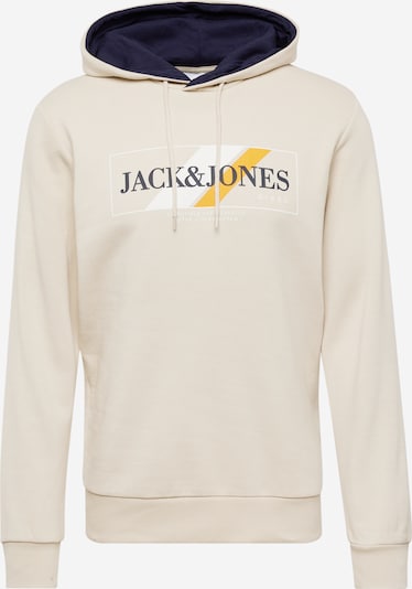 JACK & JONES Sweatshirt 'Loof' in de kleur Lichtbeige / Safraan / Zwart / Wit, Productweergave