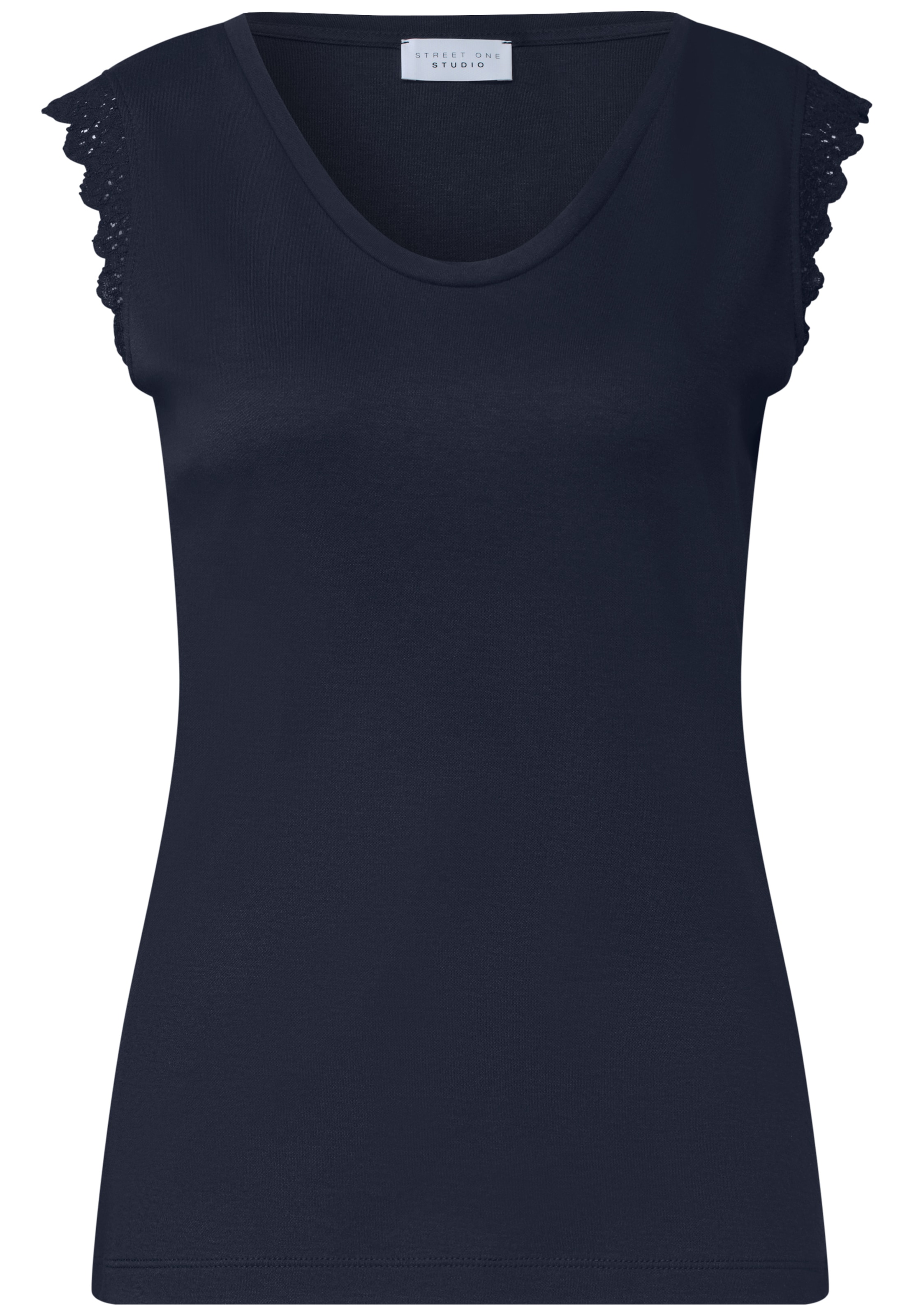 Street One Studio Top mit V-Neck und Rüschen in Blau: Vorderseite