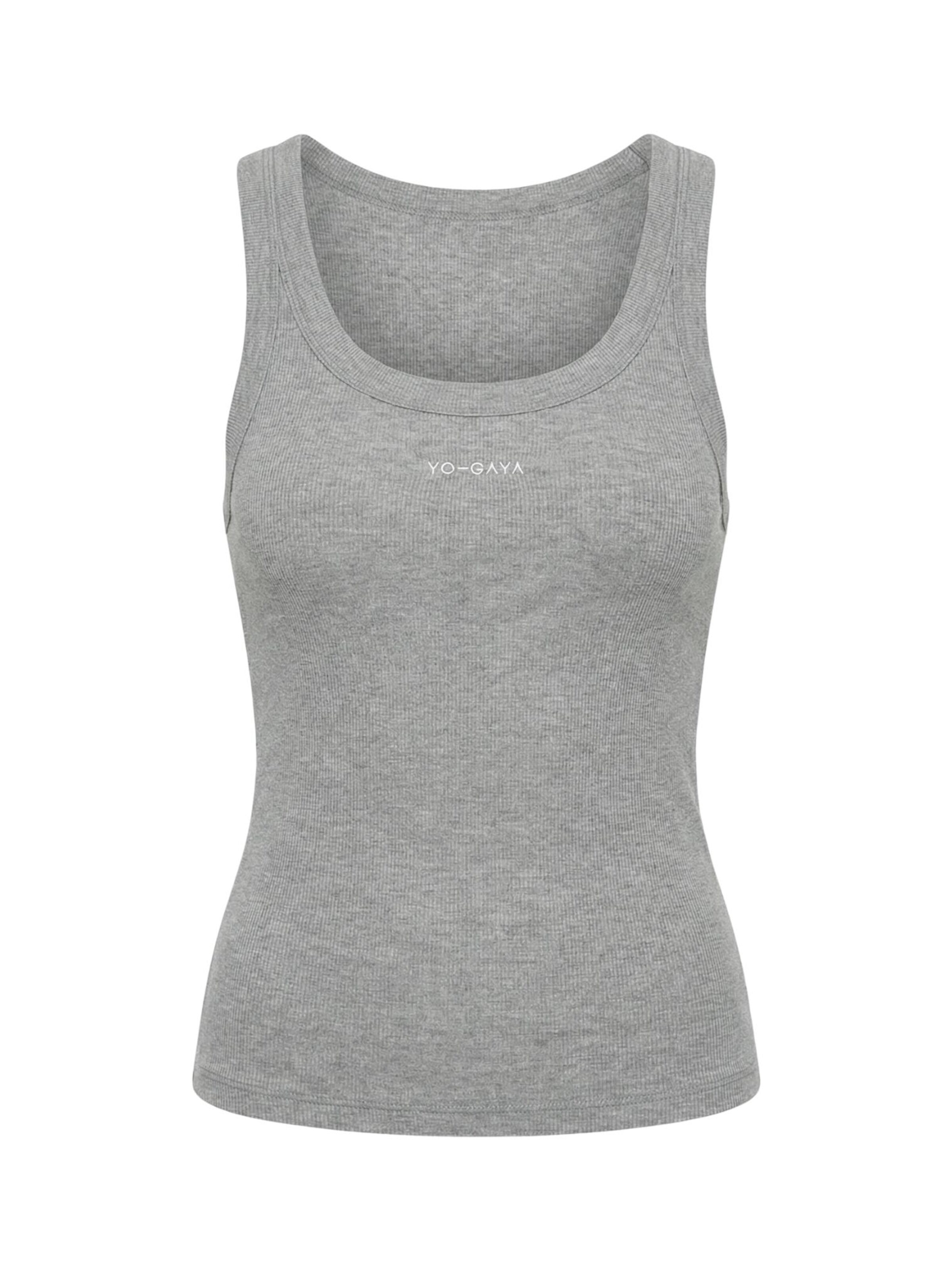 YO-GAYA Top 'Ribbed' in Grijs: voorkant