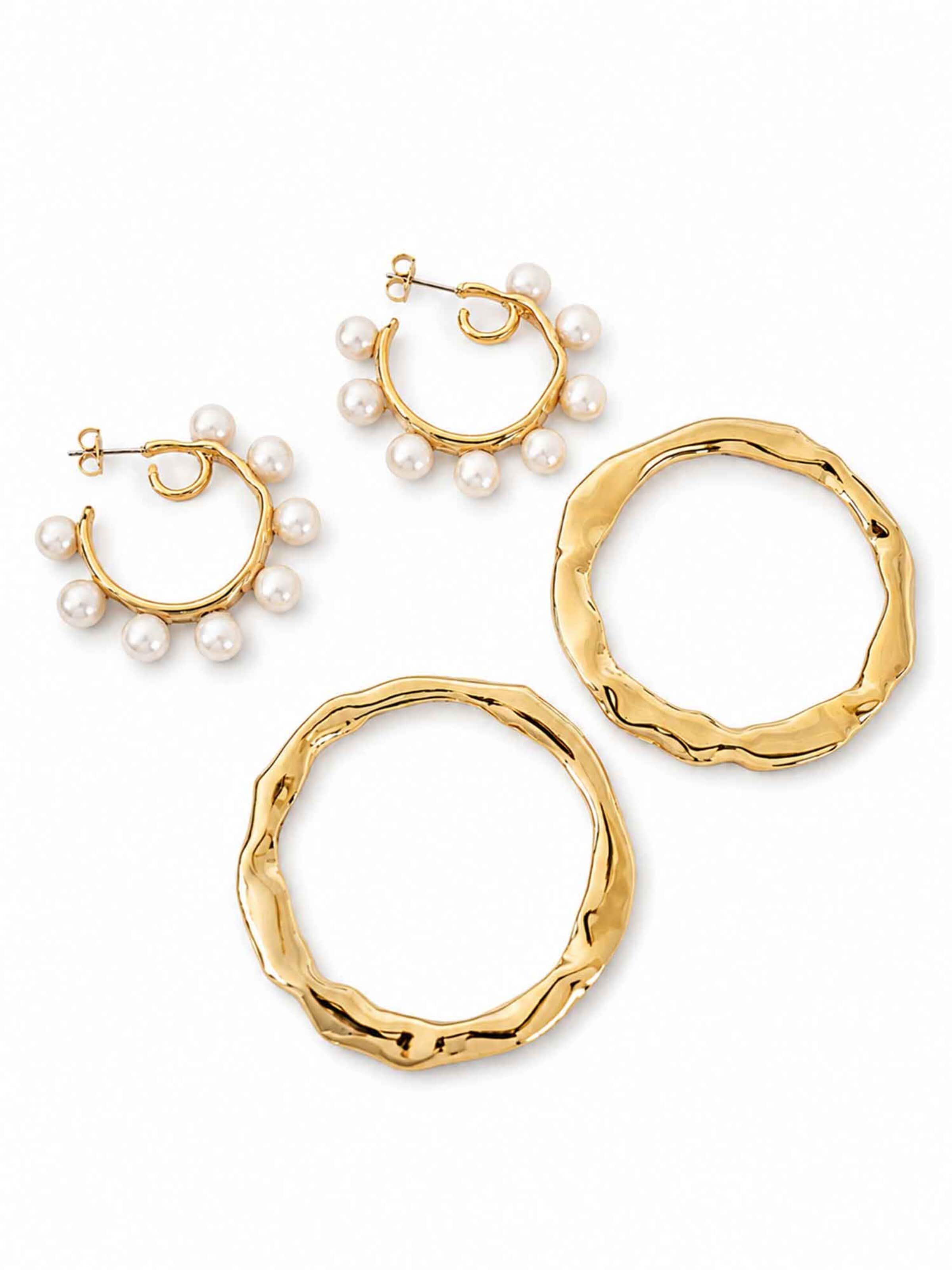 RteRmeNaušnice 'Two-Way Pearl Gold Hoop Earrings' - zlatna boja