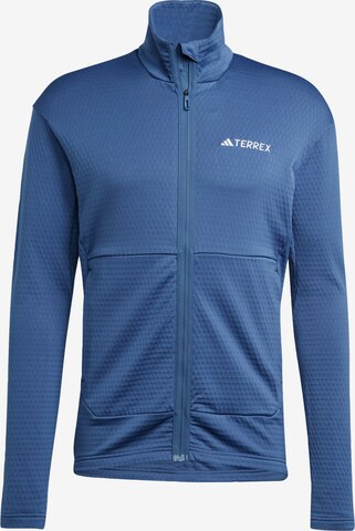 ADIDAS TERREX Athletic Fleece Jacket in Blue: front