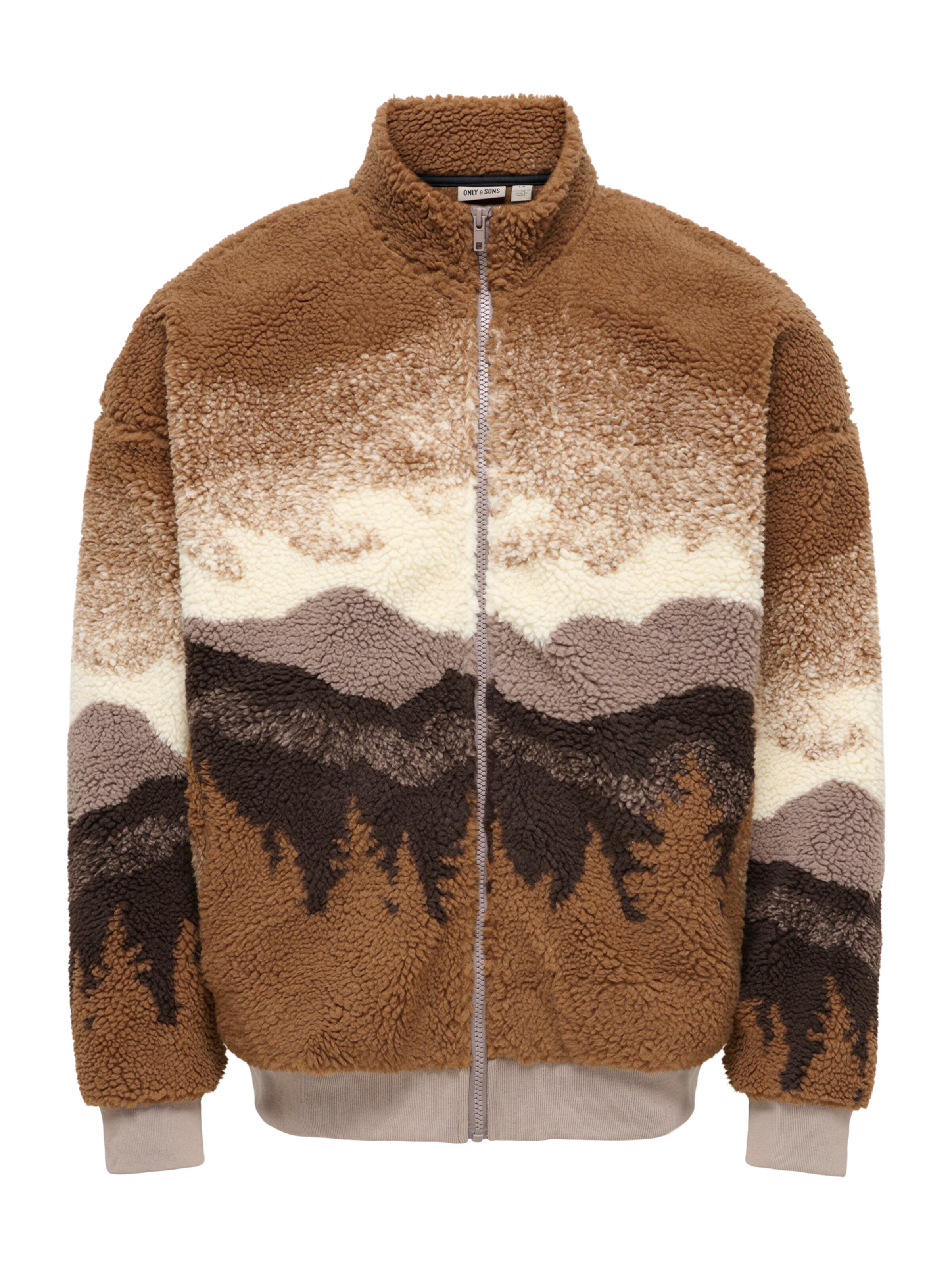 Only & Sons Veste en polaire 'ONSADAM' en XS en beige clair / marron / umbra / brocart, Vue avec produit