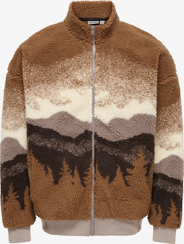 Veste en polaire 'ONSADAM' Only & Sons en marron : devant