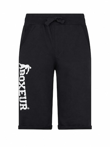 Boxeur des Rues - regular Pantalón deportivo 'Herren Baumwollshorts Boxeur des Rues, Schwarz, Weißes vertikales Logo' en negro: frente