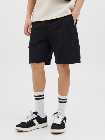 JACK & JONES Loose fit Cargo trousers 'JPSTJaiden Marcher' in Black: front