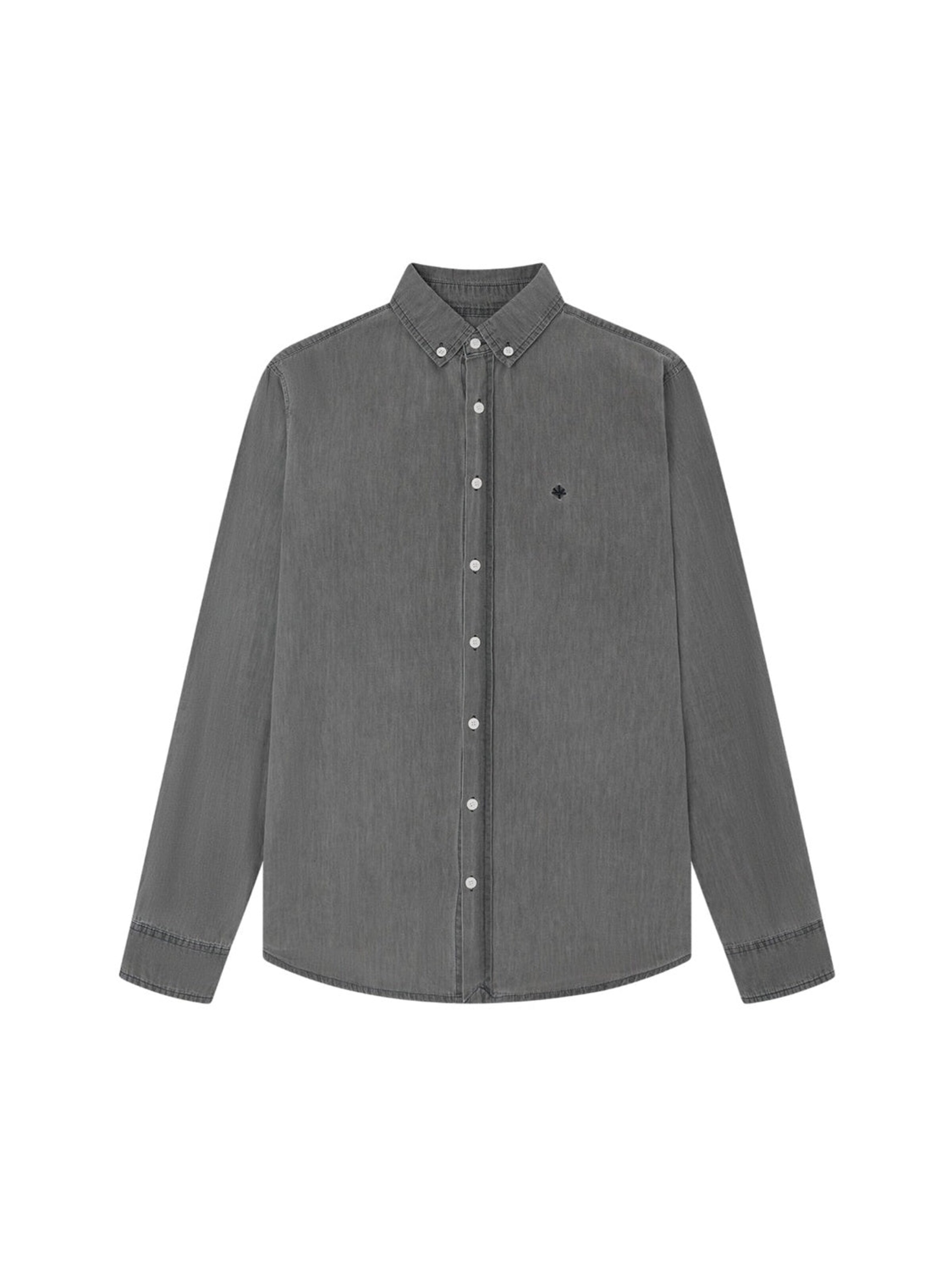 Laurent Vergne Slim fit Button Up Shirt 'Marseille Slim Fit Denim Shirt - Grey' in Grey: front