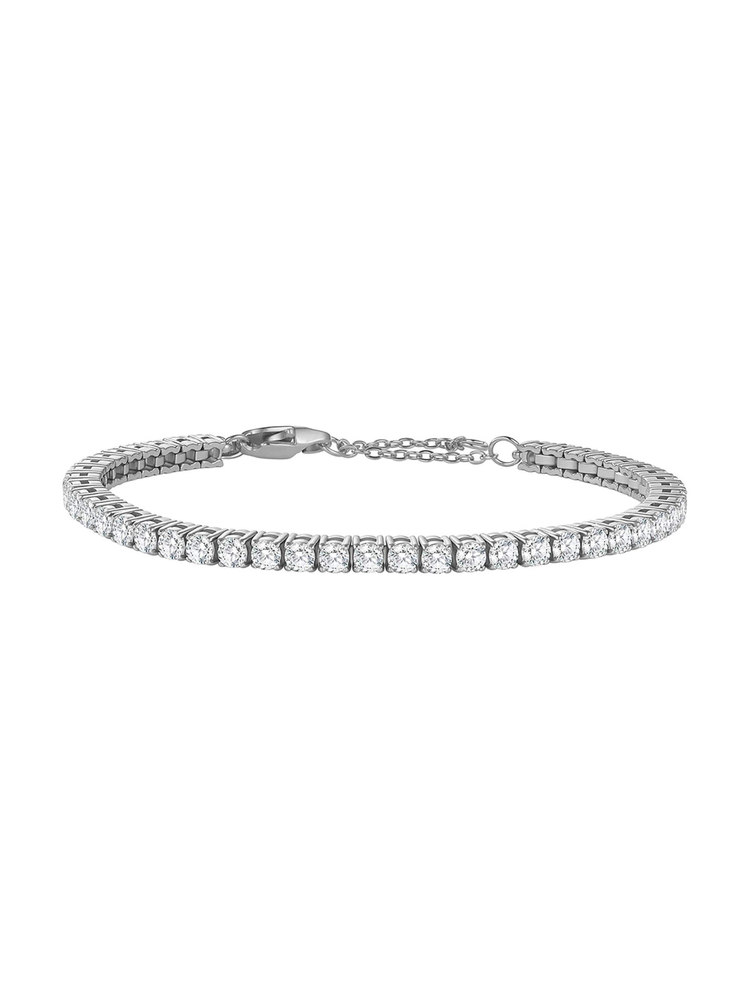 Hey Happiness - Pulsera 'Crystal Tennis' en plata: frente