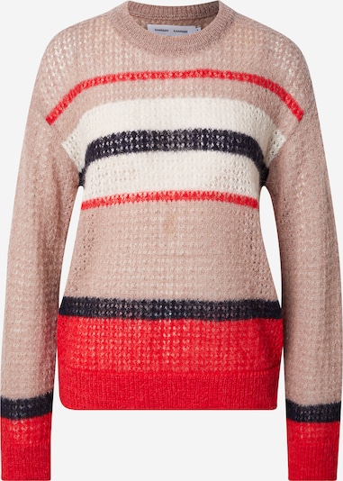 Samsøe Samsøe Neulepaita 'Sarosalia' värissä kerma / beigenharmaa / kirkaanpunainen / musta, Tuotenäkymä