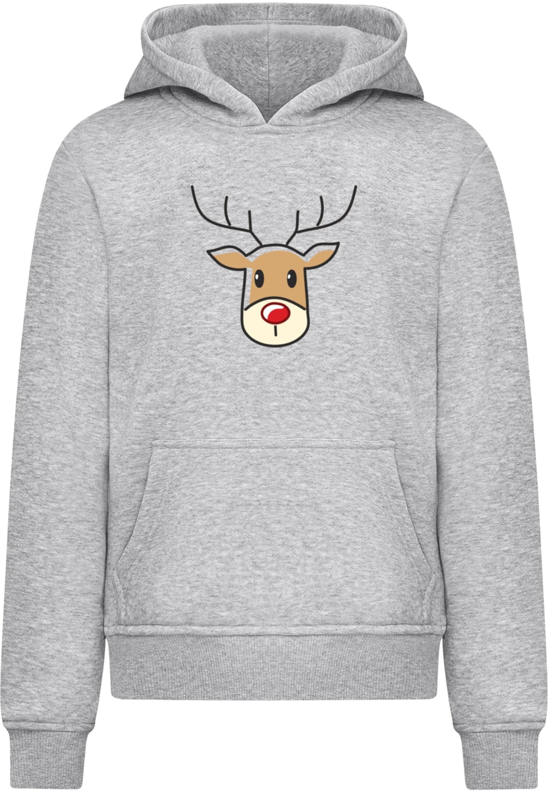 Merchcode Sweatshirt 'Christmas Cute Deer' in Grey: front