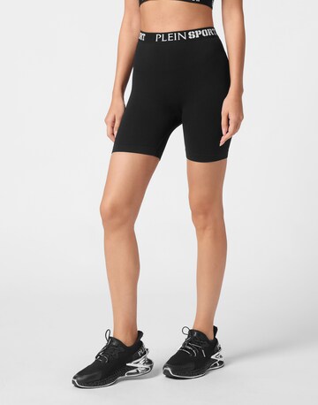 Plein Sport Skinny Sports trousers in Black: front