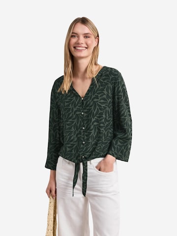 Camicia da donna 'Splitneck w knot detail AOP 346643' di STREET ONE in verde: frontale