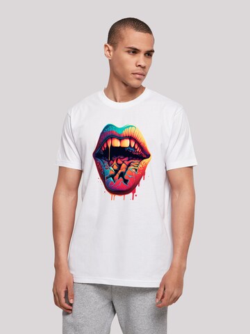 F4NT4STIC Shirt 'Drooling Lips' in White: front