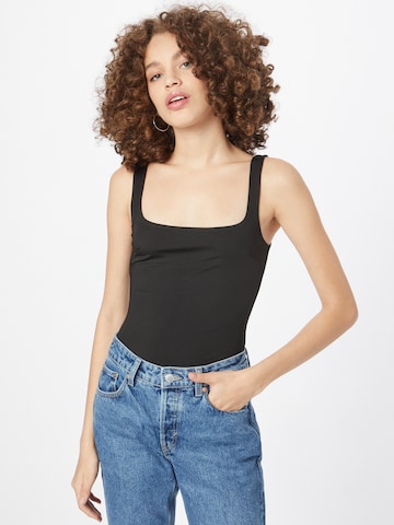 Nasty Gal Shirt body in Zwart: voorkant