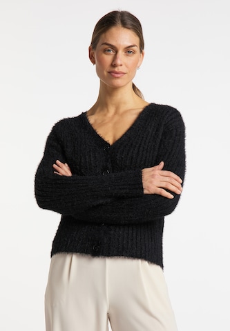 usha WHITE LABEL Knit Cardigan in Black: front