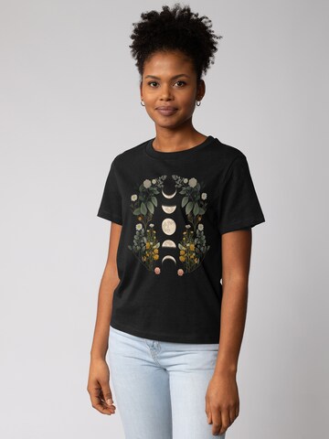 Maglietta 'Moonphases & Flowers' di Watapparel in nero: frontale