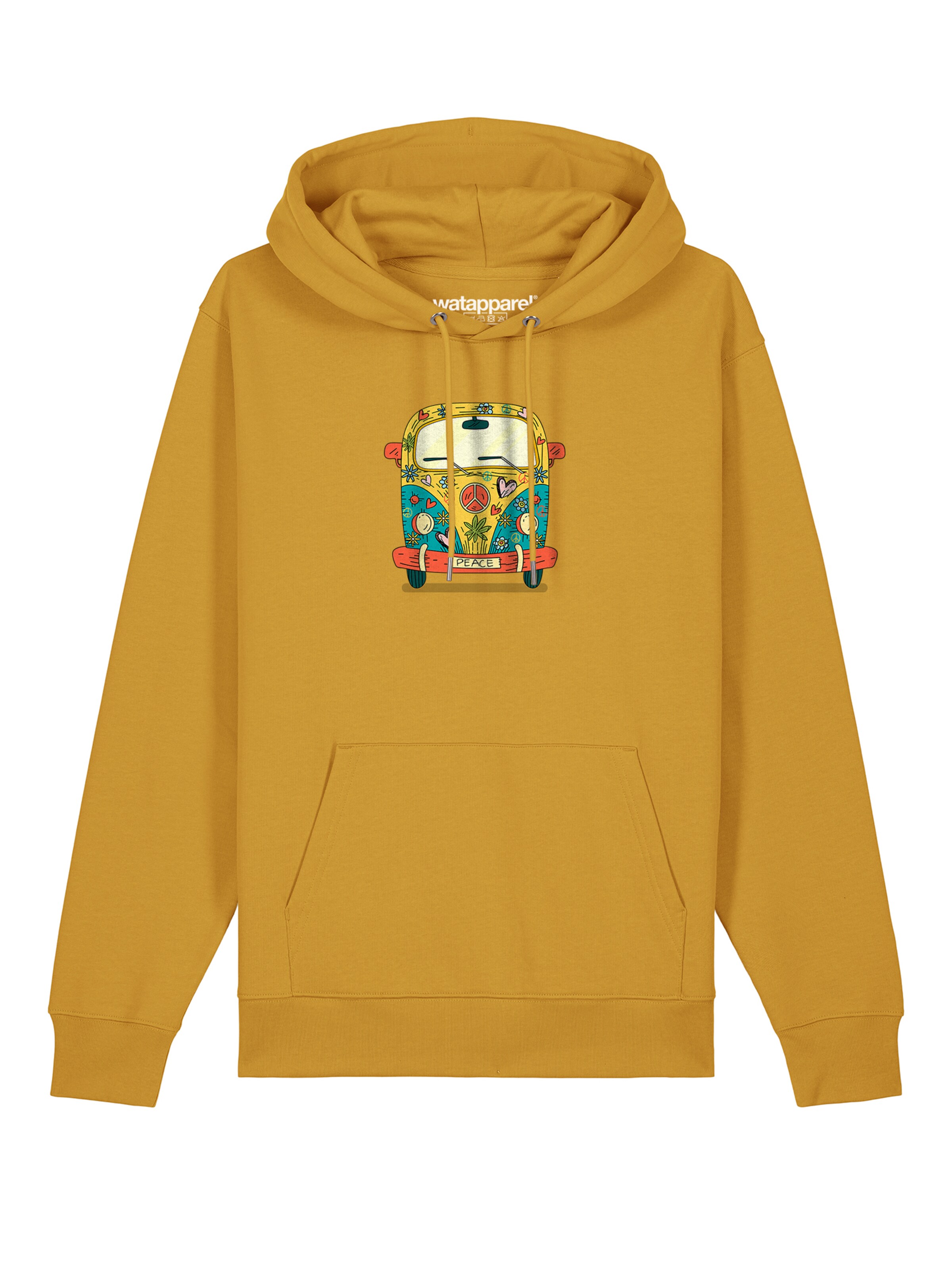Sweat-shirt ' Hippies Bus ' Watapparel en jaune : devant