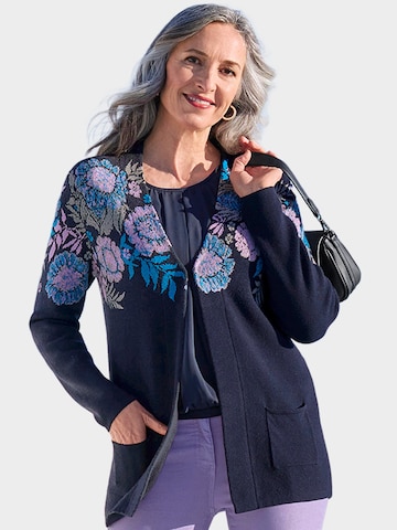 Goldner Strickjacke in Blau: Vorderseite