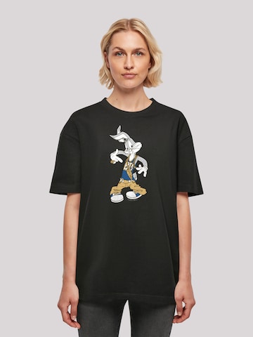 F4NT4STIC Oversized Shirt 'Bugs Bunny Rapper' in Black: front