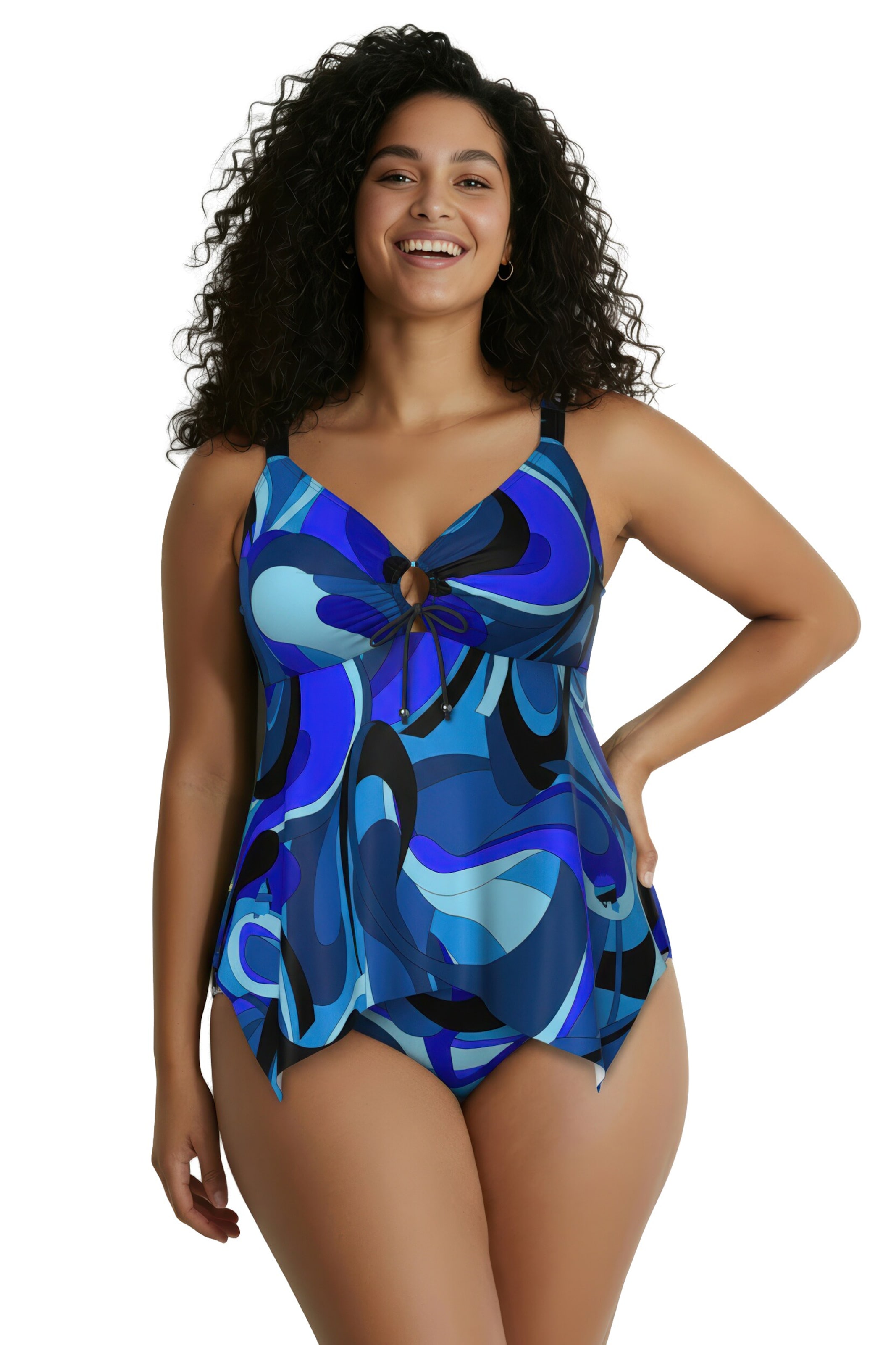 Ulla Popken Triangle Bra in Blue: front