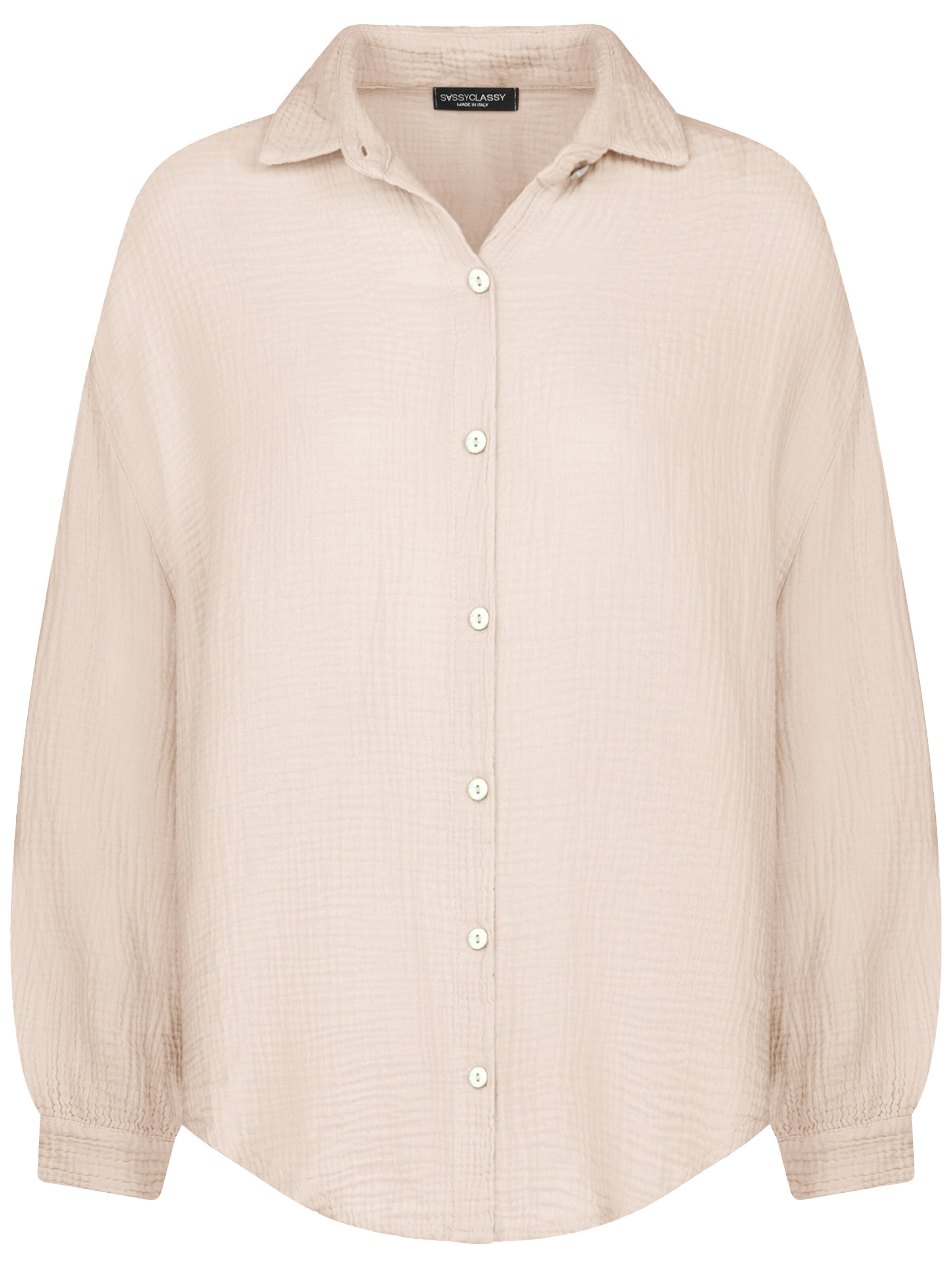 SASSYCLASSY Bluse 'kürzere Variante' in Beige: Vorderseite