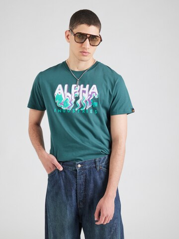 ALPHA INDUSTRIES Тениска в зелено: отпред