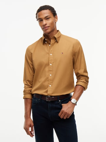 TOMMY HILFIGER Regular fit Button Up Shirt 'FLEX' in Brown: front