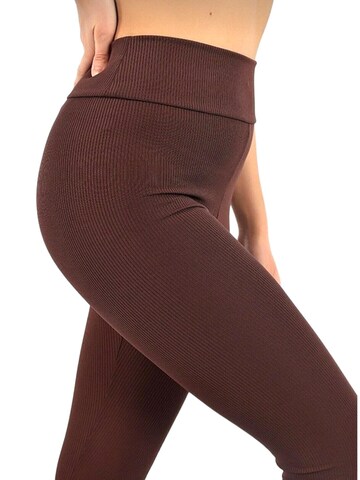 fashionshowcase Skinny Leggings 'SOFTHEAT' in Braun
