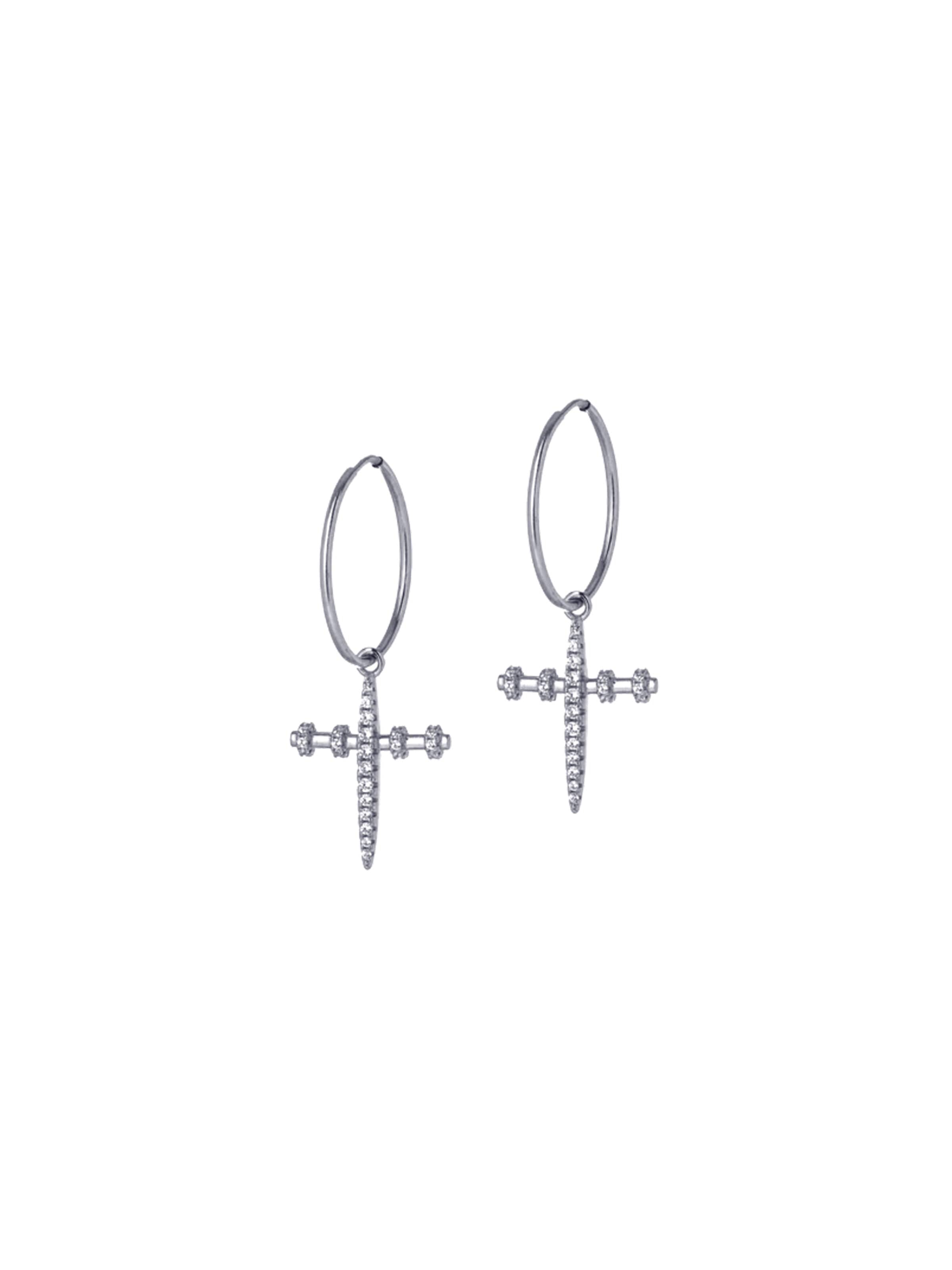 CLASSYANDFABULOUS Jewelry Earrings 'ALIX' in Silver: front