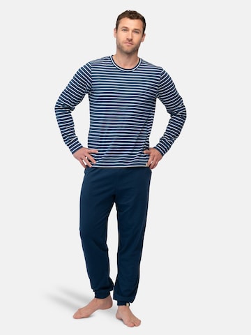 greenjama Long Pajamas 'Ringel' in Blue
