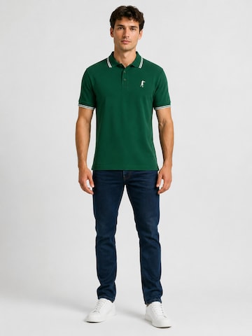 Boxeur des Rues Shirt 'Herren Poloshirt Regular Boxeur des Rues aus Piqué-Baumwolle, Grün, Weiße Streifen' in Groen