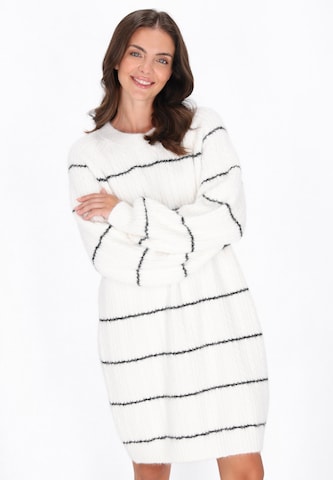 usha BLUE LABEL Strickkleid in Weiß: Vorderseite