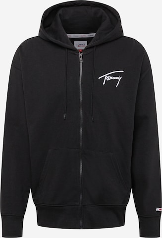 Tommy Jeans Zip-Up Hoodie in Black: front