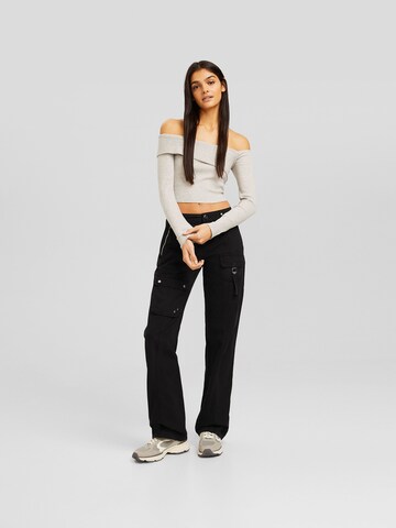 Bershka Regular Cargo Pants in Black