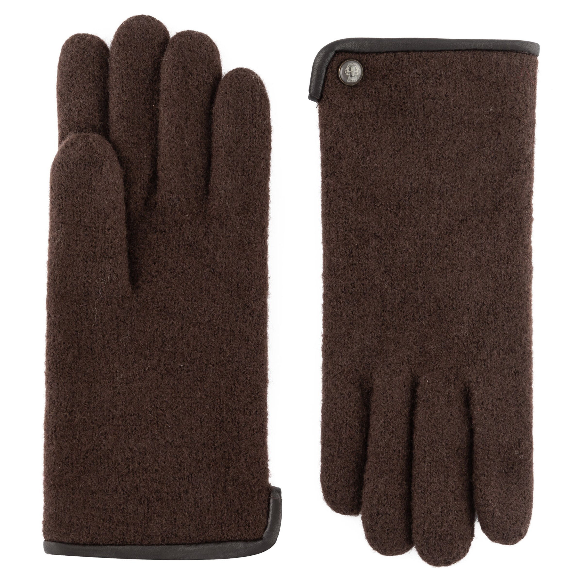 Roeckl Full finger gloves 'FELTED WOOL' in Brown: front
