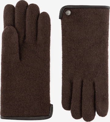 Mezzoguanti 'FELTED WOOL' di Roeckl in marrone: frontale