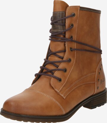 MUSTANG Lace-Up Ankle Boots in Brown: front