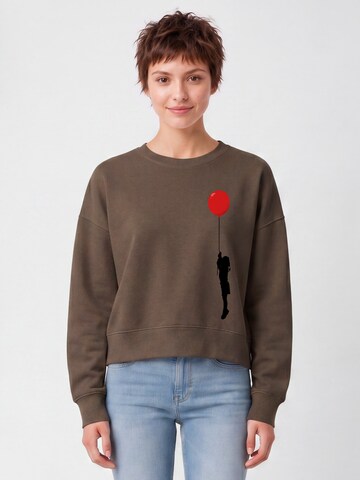 Watapparel Sweatshirt 'Mädchen mit Luftballon' in Brown: front