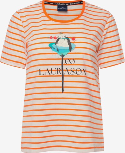 LAURASØN T-shirt en crème / turquoise / orange / orange clair / rouge, Vue avec produit
