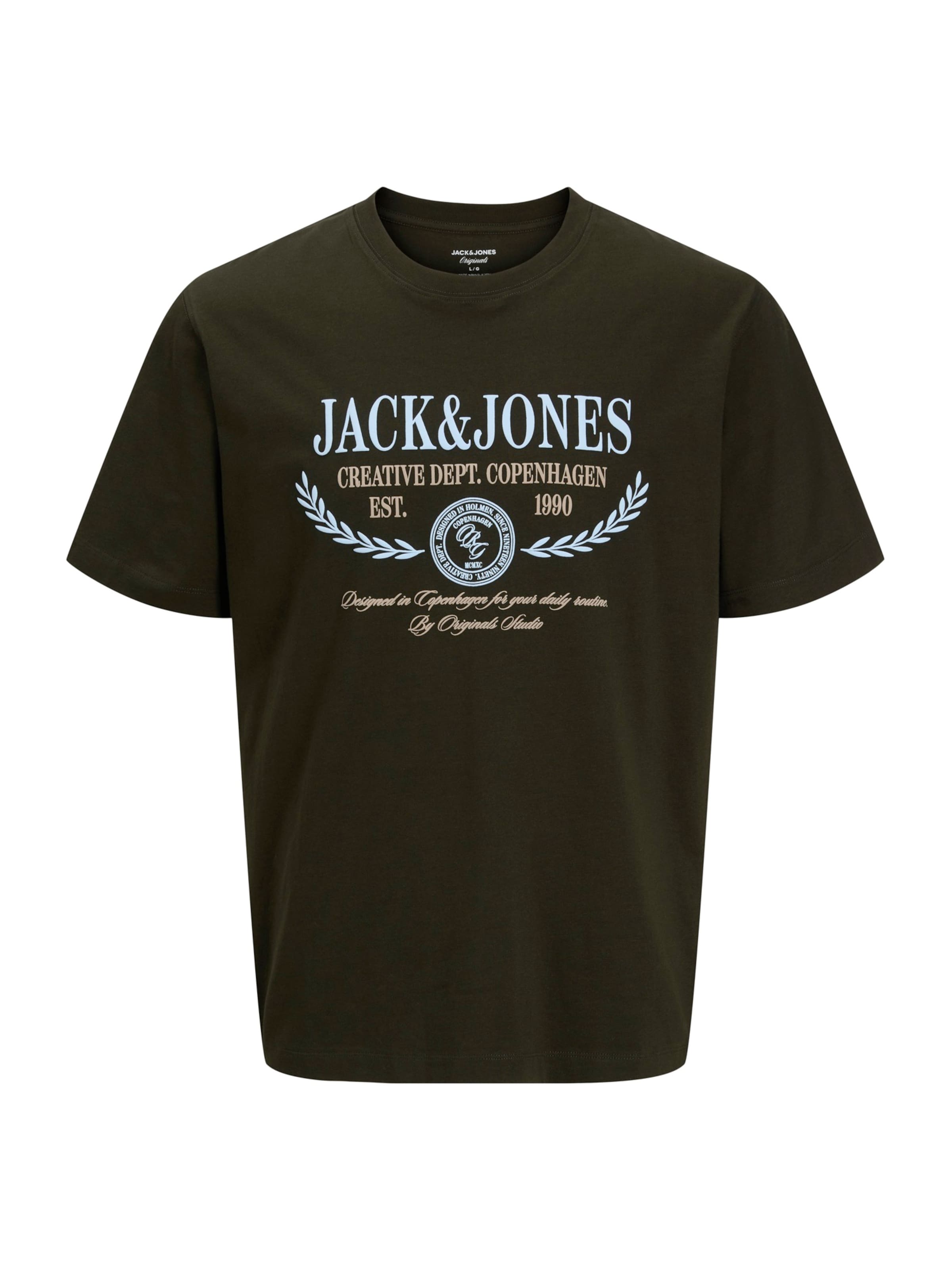 Jack & Jones Plus - Camiseta 'JJJorfrederiksberg PLS' en marrón: frente